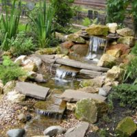 Creek with waterfalls in the garden