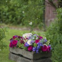 Old box as a flower bed