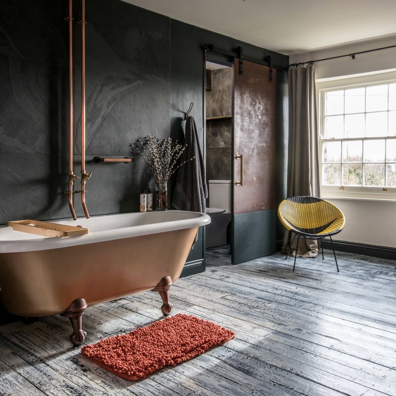 Large retro bathroom interior