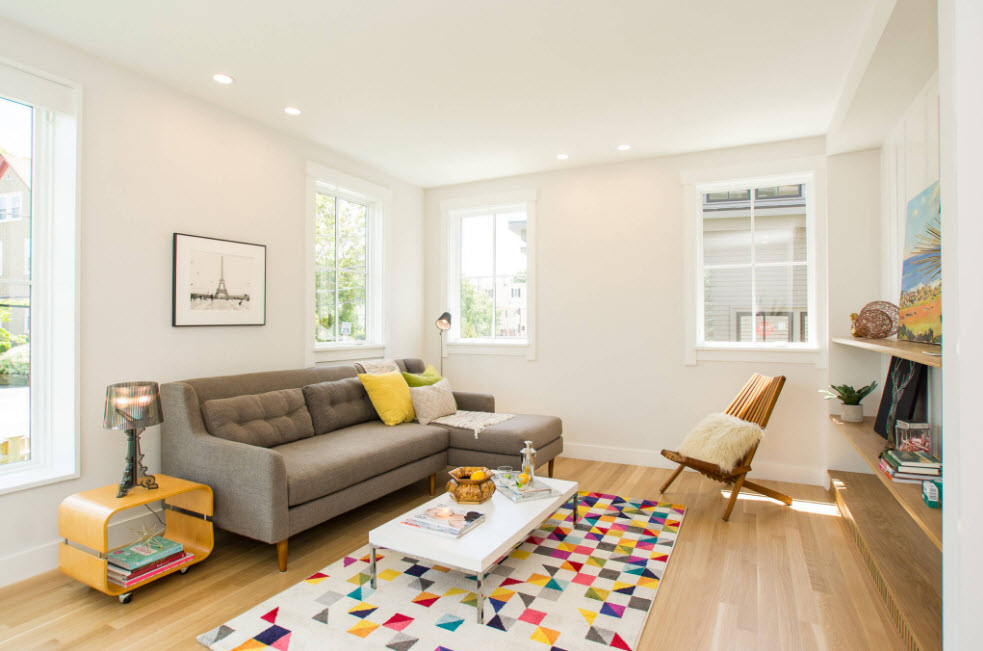 Modern living room in a trendy minimalist style.