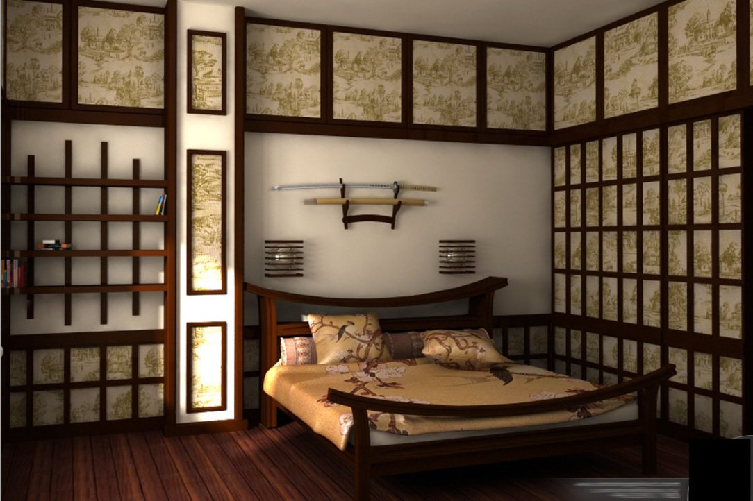 Dizajn interijera spavaće sobe u japanskom stilu