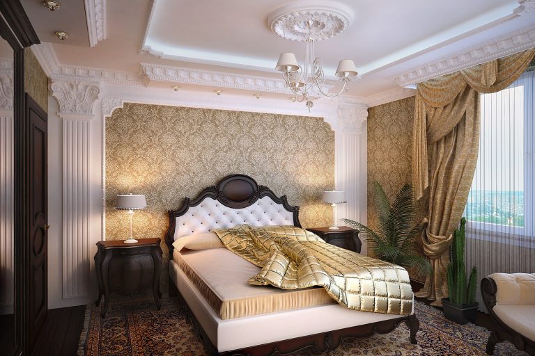 Masivan drveni krevet u spavaćoj sobi klasičnog stila