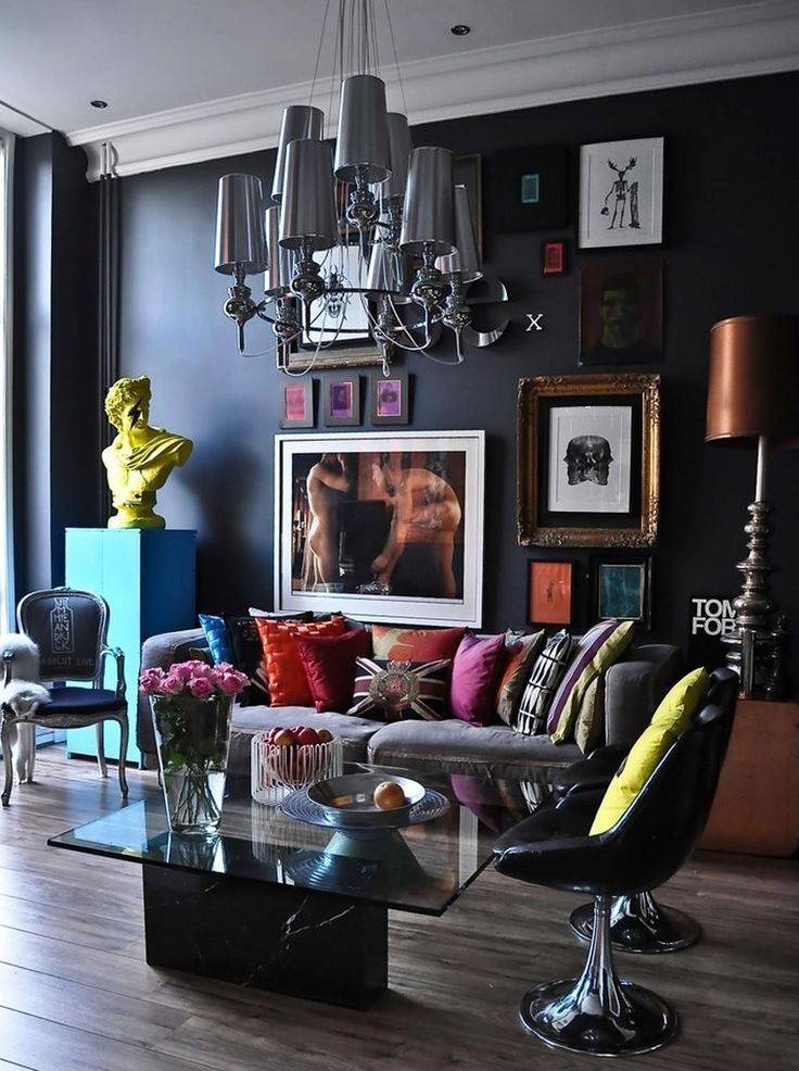 Fancy shaped chandelier in the avant-garde living room