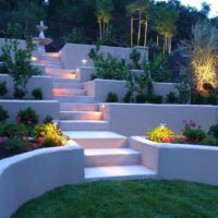 Night illumination of concrete terraces