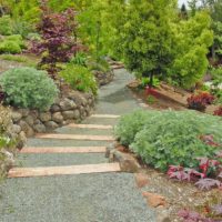 A long path into the depths of a garden on a mountainside