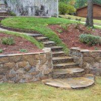 Natural stone retaining wall