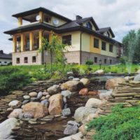 Mountain stream on the slope of a country estate