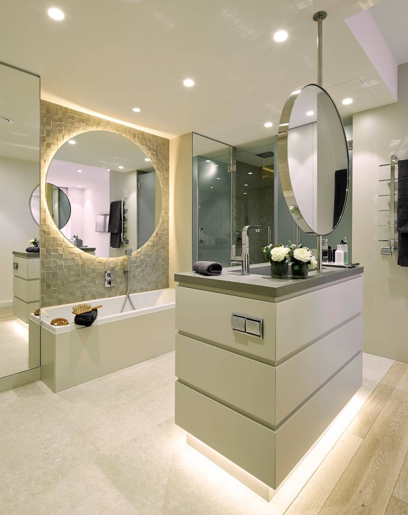 High tech bathroom interior