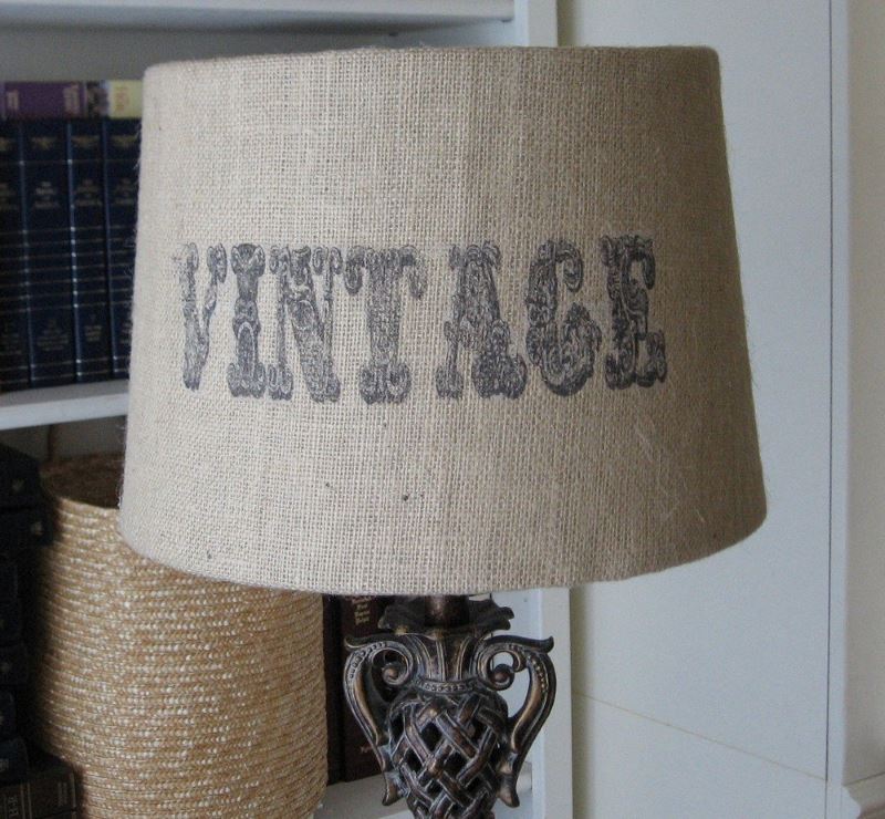 Abat-jour vintage en toile de jute pour lampe de table