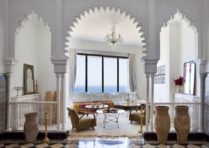 Arches in the interior of the living room of oriental style