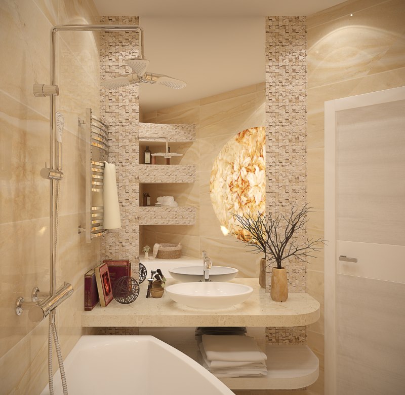 Dizajn kupaonice od kamenog mozaika