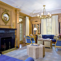 Golden shades in the interior of the living room