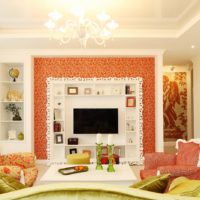 Orange color in a classic living room