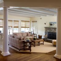 Living room of a country house with columns