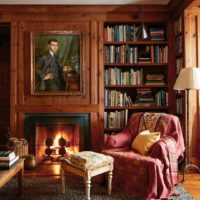 Classic living room interior in brown