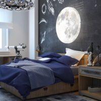 Moon on the mural in the bedroom