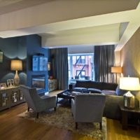 Beautiful living room in dark colors