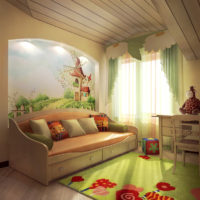 Dinding mural di atas sofa di ruang tamu