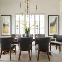 Black chairs in a white living room