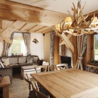 Wooden interior of a country living room