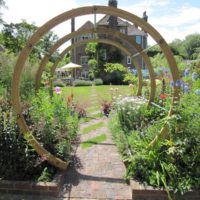 Round pergola made of wood