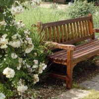 Wooden bench at the relaxation area