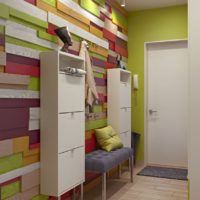 Izvorni dizajn zida hodnika s raznobojnim daskama