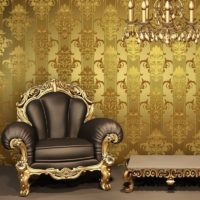 Leather armchair with gold trim