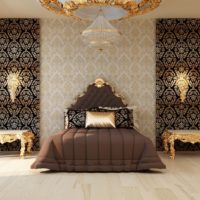 Dark bed in the design of the bedroom