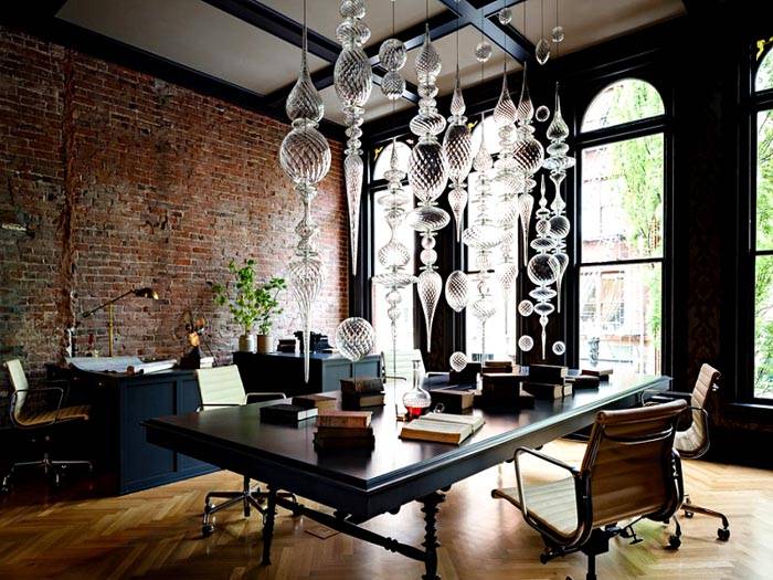 Gothic style living room in dark colors