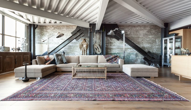 Industrial loft style living room interior