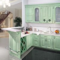 Kitchen set with mint fronts