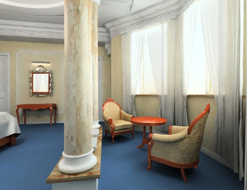 Colonne de marbre dans le salon d'une maison privée