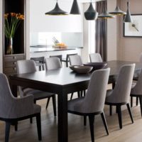 Minimalist black dining table in the kitchen