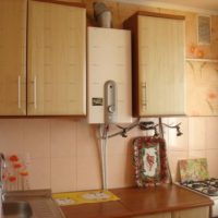 Gas boiler in beige housing