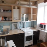 Homemade kitchen cabinets for masking gas equipment