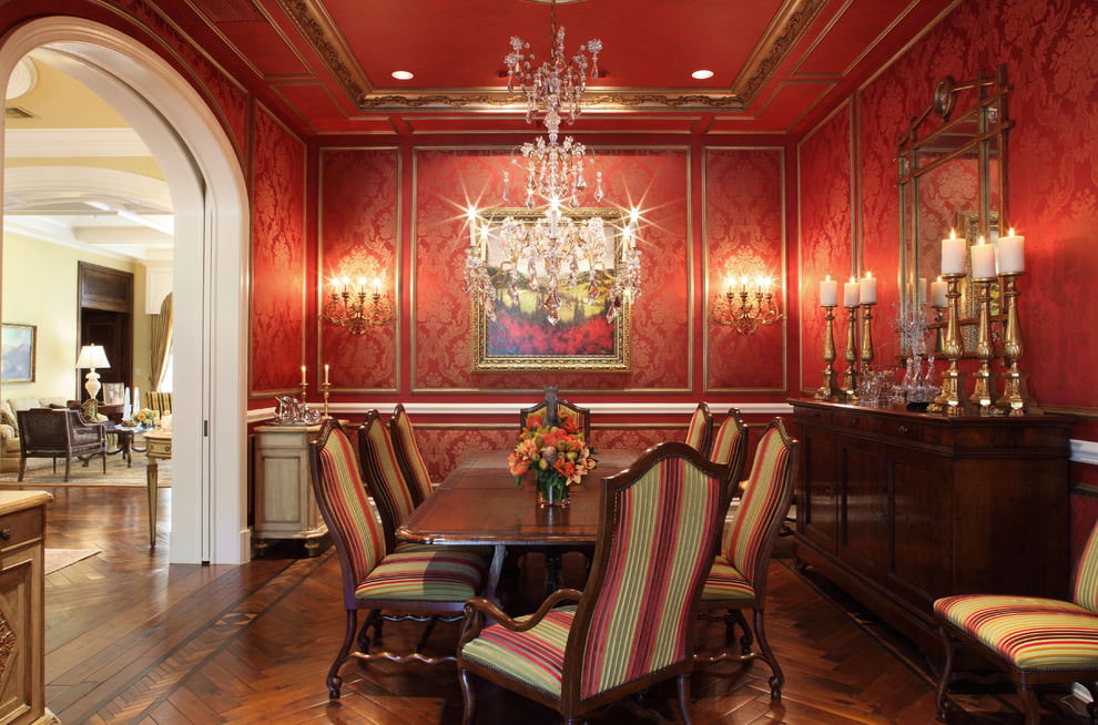 Interior of a classic living room in red