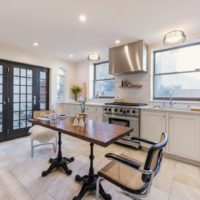 The interior of the modern kitchen of a country house