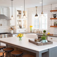 White rustic kitchen interior