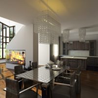 Gray private house kitchen interior