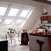 Attic windows in the attic kitchen