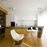 Panoramic windows in the spacious kitchen of a private house