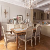 The interior of the kitchen of a private house in a classic style