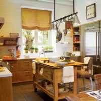 Rustic style in the design of the kitchen of a rural house