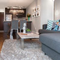 Gray furniture in the living room of a private house