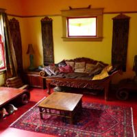 Red floor in an oriental style living room