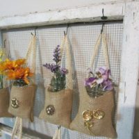 Natural burlap hanging pots