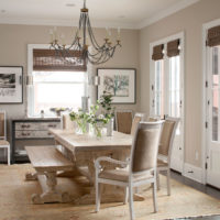 Living room of a private house with a wooden dining table