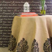 Sérigraphie sur nappe en toile de jute