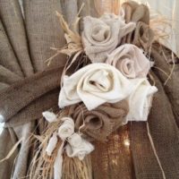 Burlap Garter Roses for Curtains